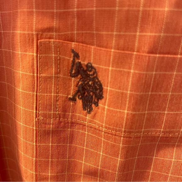 U.S. Polo Assn. Mens Size 18/18.5 XXL Pink Checkered Button-Down Long Sleeve - Picture 5 of 12